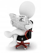 stock photo of newspaper  - 3d white people reading a newspaper - JPG 