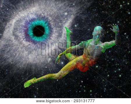 Poster: Man flying in deep space