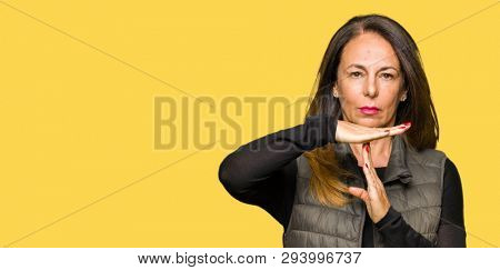 Poster: Beautiful middle age woman wearing