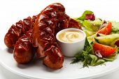 stock photo of objects  - Grilled sausages and vegetables - JPG 