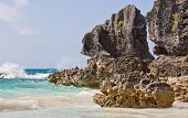 picture of bermuda  - Large rocks or boulders in the atlantic ocean in the coastal waters of Bermuda - JPG 