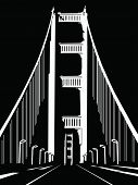 pic of golden gate bridge  - abstract black and white San Fransisco bridge vector illustration - JPG 