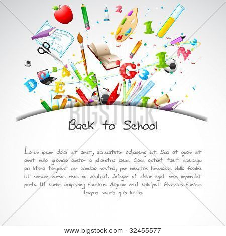 Picture or Photo of Illustration of education object on back to school background