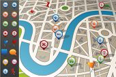 pic of map  - Street Map with GPS Icons - JPG 