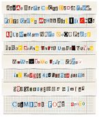 stock photo of newspaper  - Different colors vector letters from newspaper and magazines collection - JPG 