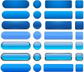 stock photo of blue  - Set of blank blue buttons for website or app - JPG 