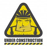 pic of construction worker  - Vector under construction icon with funny construction worker for internet site - JPG 