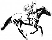 stock photo of horse  - Vector illustration  of a racing horse and jockey - JPG 