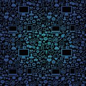 image of technology  - vector seamless pattern with social media and technology icons - JPG 