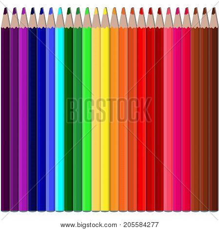 color pencils set on white background 24 color pencils 24 color