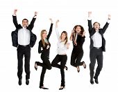 stock photo of business people  - Happy business people jumping  - JPG 