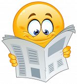 stock photo of newspaper  - Emoticon reading a newspaper - JPG 