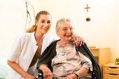 image of home  - Young nurse and female senior in nursing home - JPG 