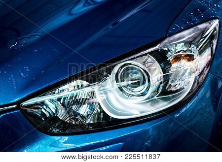 Poster: Blue Compact Suv Car With