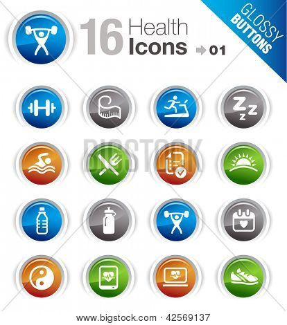 Picture or Photo of Glossy Buttons - Health and Fitness icons