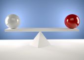 pic of balancing  - A white and a red sphere sitting in balance  - JPG 