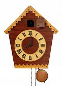 foto of clockface  - Wooden vintage Cuckoo Clock isolated on white - JPG 