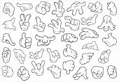 picture of art  - Drawing Art of Various Cartoon Hands Gestures Vector Illustration - JPG 
