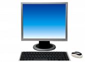 stock photo of computer  - Flat panel computer display isolated over a white background - JPG 