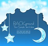 stock photo of holidays  - Vector blue background with clouds - JPG 