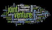 stock photo of venture  - Joint venture concept in tag cloud on black background - JPG 