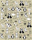 stock photo of animals  - cute animals pattern - JPG 