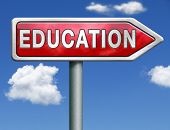 stock photo of education  - education learn and study to gather knowledge and wisdom education button education icon building knowledge red road sign arrow with text and word concept - JPG 