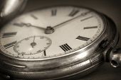 stock photo of watch  - Vintage pocket watch in closeup - JPG 