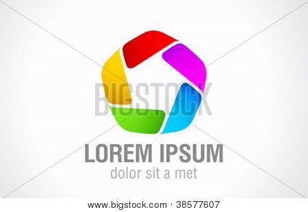 Picture or Photo of Abstact logo. Infinite shape. 
Team, departments, areas concept icon. 
Penta shape. Vector.