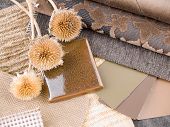stock photo of interior  - Earthy brownish interior design plan  - JPG 