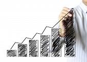 image of finance  - Business man hand drawing a graph - JPG 