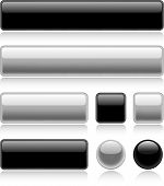 foto of web  - Set of various glossy web buttons in black and white - JPG 