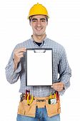 picture of construction worker  - a Construction worker a over white background - JPG 