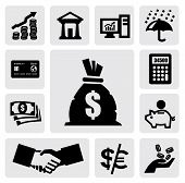 picture of finance  - vector black finance icons set on gray - JPG 