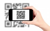 picture of code  - Scanning QR code with mobile smart phone - JPG 