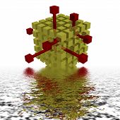 pic of puzzel  - red block coming out of many golden blacks - JPG 