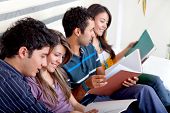 stock photo of young adult  - Group of young people studying at home - JPG 