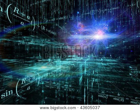 Picture or Photo of Mathematical Formula series. Backdrop of mathematical formulas and design elements in perspective on the subject of business science education and technology
