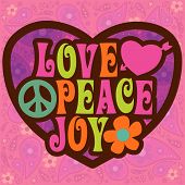 stock photo of peace  - 70s Love Peace Joy Vector - JPG 