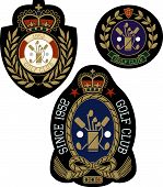 picture of golf  - royal vector golf ball on shield with crown - JPG 