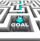 pic of break  - A arrow breaks through walls in a maze to reach a goal - JPG 