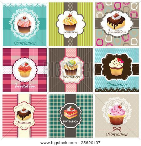 Picture or Photo of Set of cake cards template