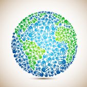 foto of globe  - illustration of earth made of human hand on abstract background - JPG 