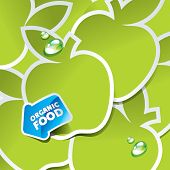 pic of food  - Background from green apples with an arrow by organic food - JPG 
