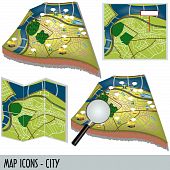 pic of map  - Illustration of city map icons isolated on white background - JPG 