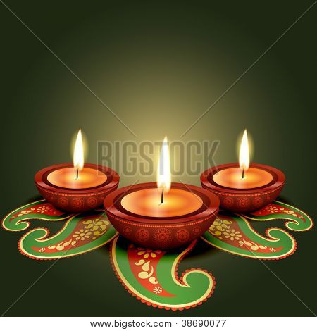 Picture or Photo of Stylish glowing diwali diya background