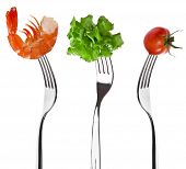 pic of food  - foods on a fork isolated on white background - JPG 
