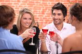 foto of restaurant  - Two couple at a restaurant - JPG 
