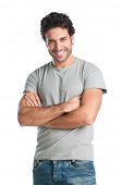 foto of man  - Casual young man looking at camera with arms crossed and satisfaction - JPG 