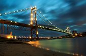 picture of bridge  - the hercilio luz bridge in florianopolis Brazil at night - JPG 